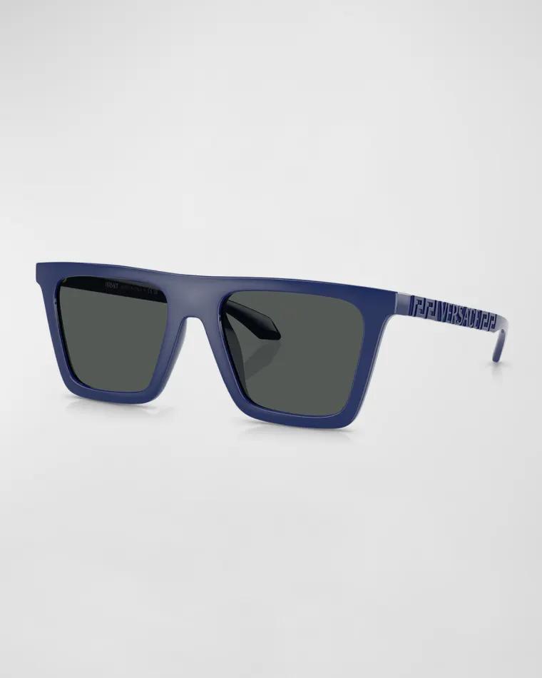 Men's Greca Logo Nylon Square Sunglasses by VERSACE