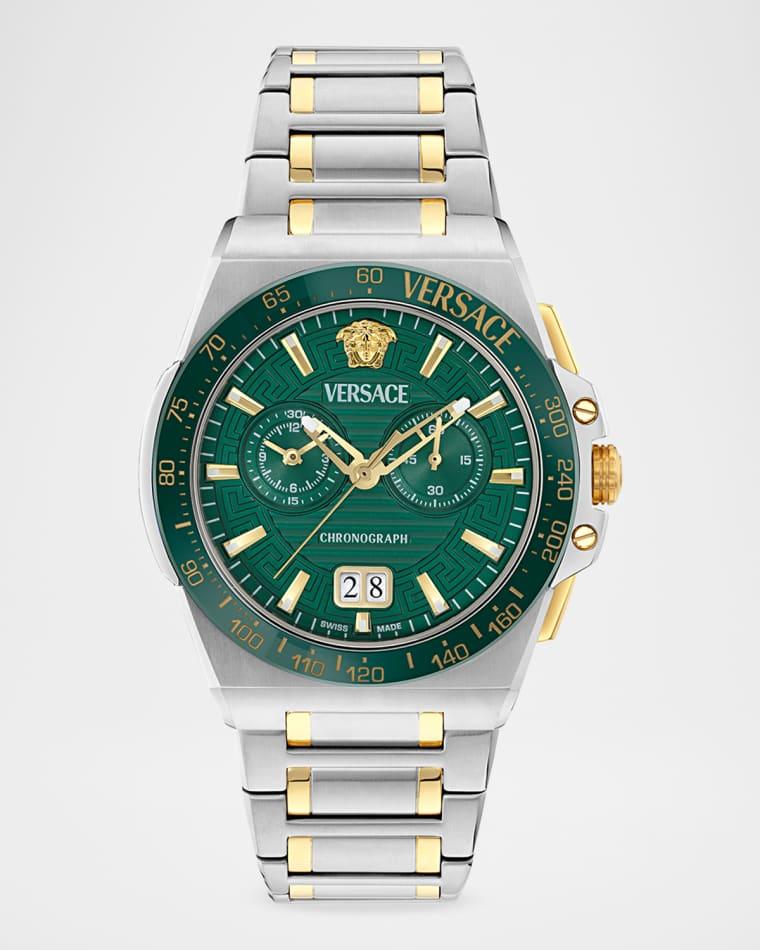 Men's Greca Reaction 43mm Two-Tone Bracelet Watch by VERSACE