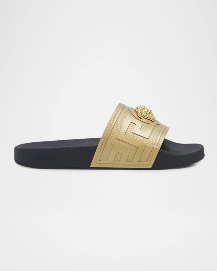 Men's La Medusa Greca Rubber Slides by VERSACE