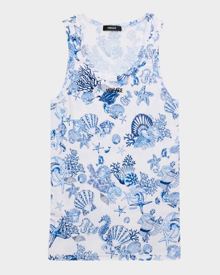 Men's La Vacanza Cotton Rib Tank Top by VERSACE