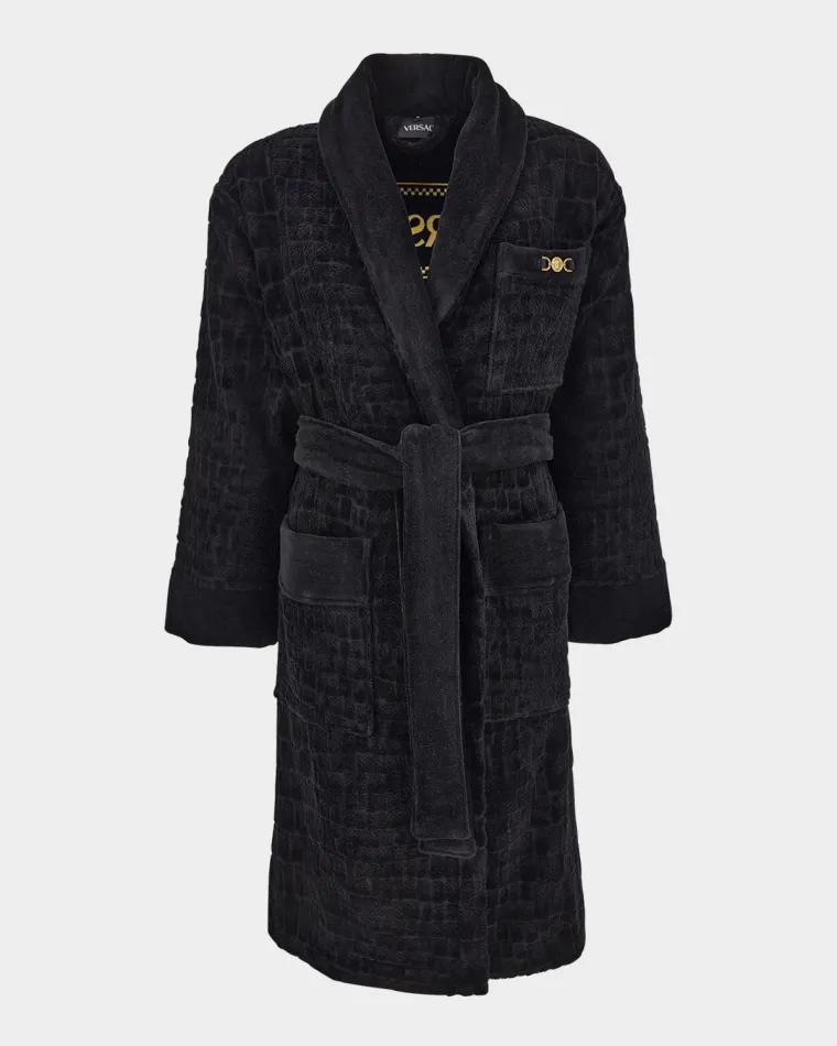Men's Medusa 95 Jacquard Terry Cloth Crocodile Pattern Robe by VERSACE