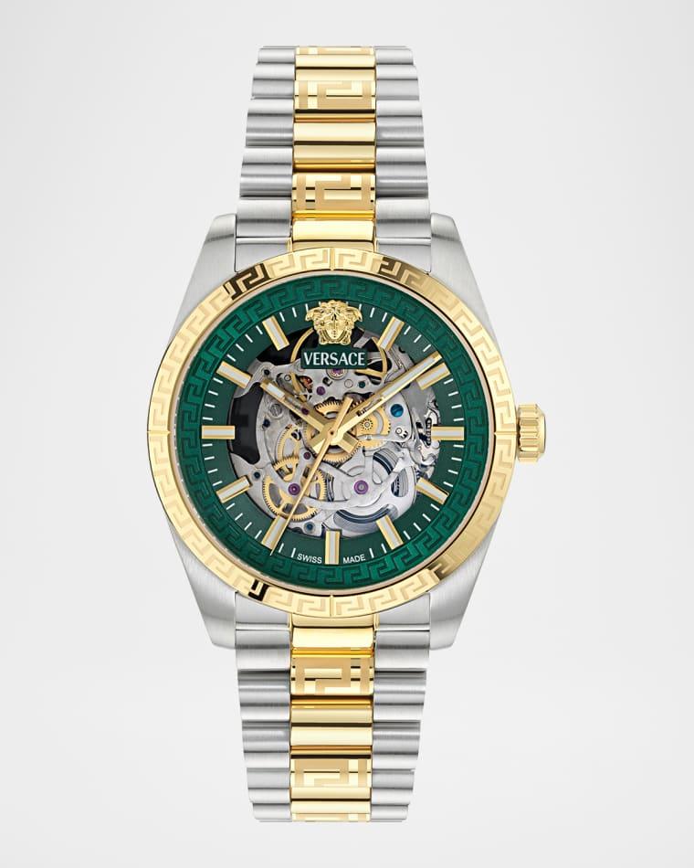 Men's Millenyium 40mm Skeleton Two-Tone Bracelet Watch by VERSACE