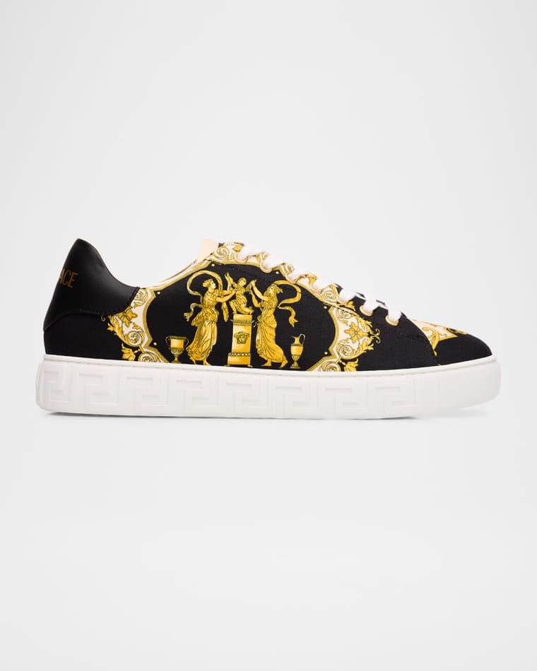 Men's Mythic Barocco Printed Low-Top Trainers by VERSACE