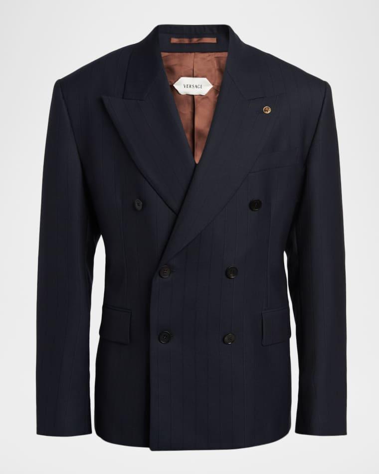 Men's Pinstriped Wool Formal Jacket by VERSACE