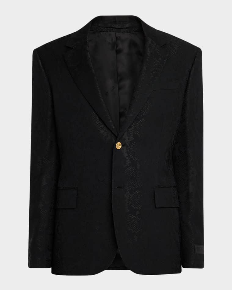 Men's Python-Jacquard Wool-Blend Blazer by VERSACE