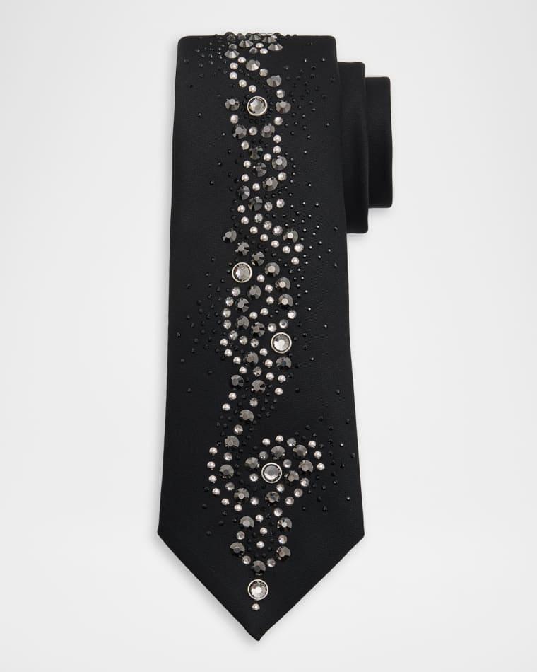Men's Wool Blend Medusa Rhinestone-Embellished Tie by VERSACE