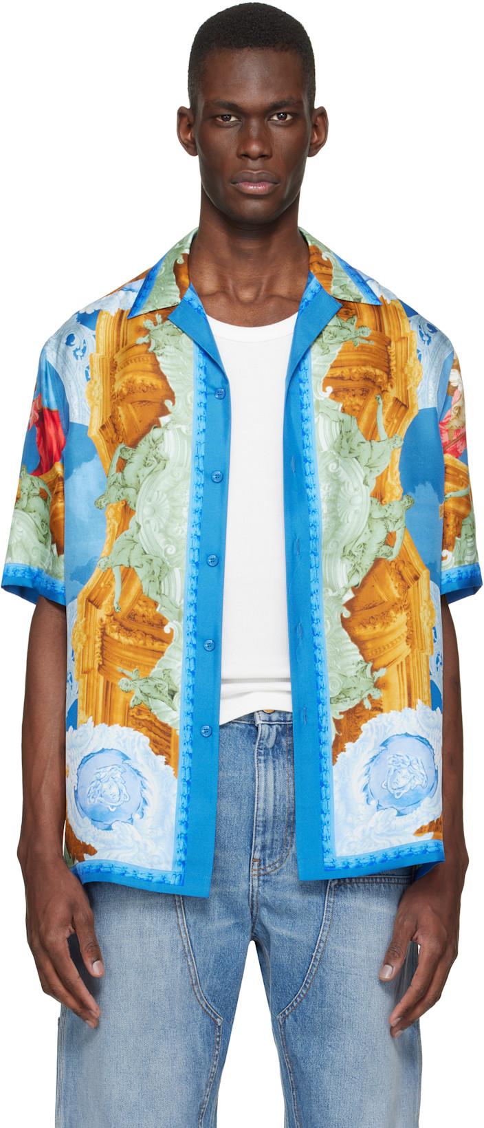 Multicolor Printed Silk Twill Regular Shirt by VERSACE