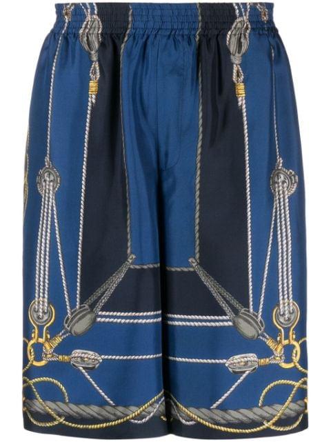 Nautical-print silk shorts by VERSACE
