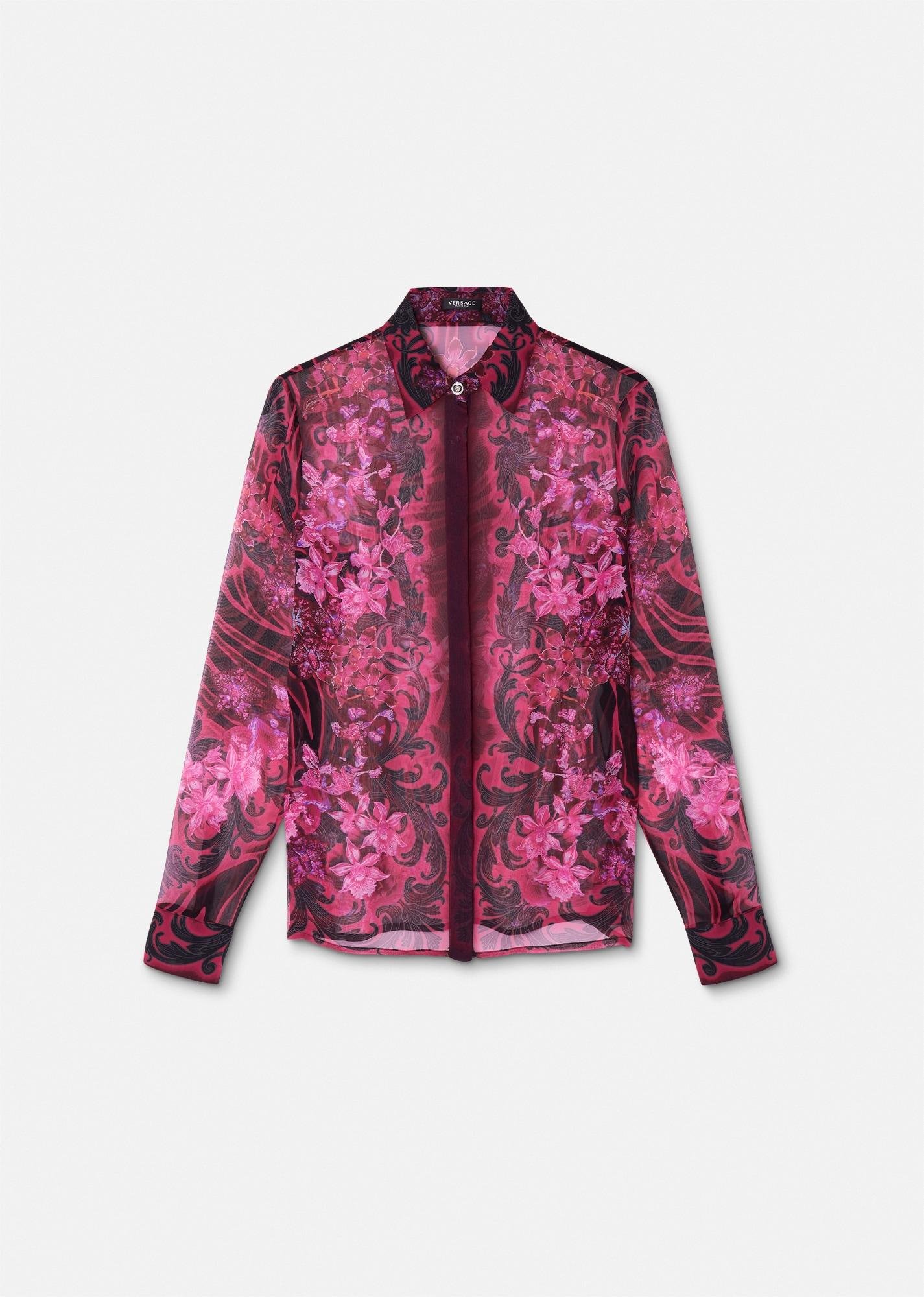 Orchid Barocco Sheer Silk Shirt by VERSACE