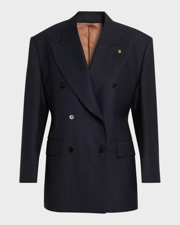 Oversized Double-Breasted Blazer by VERSACE