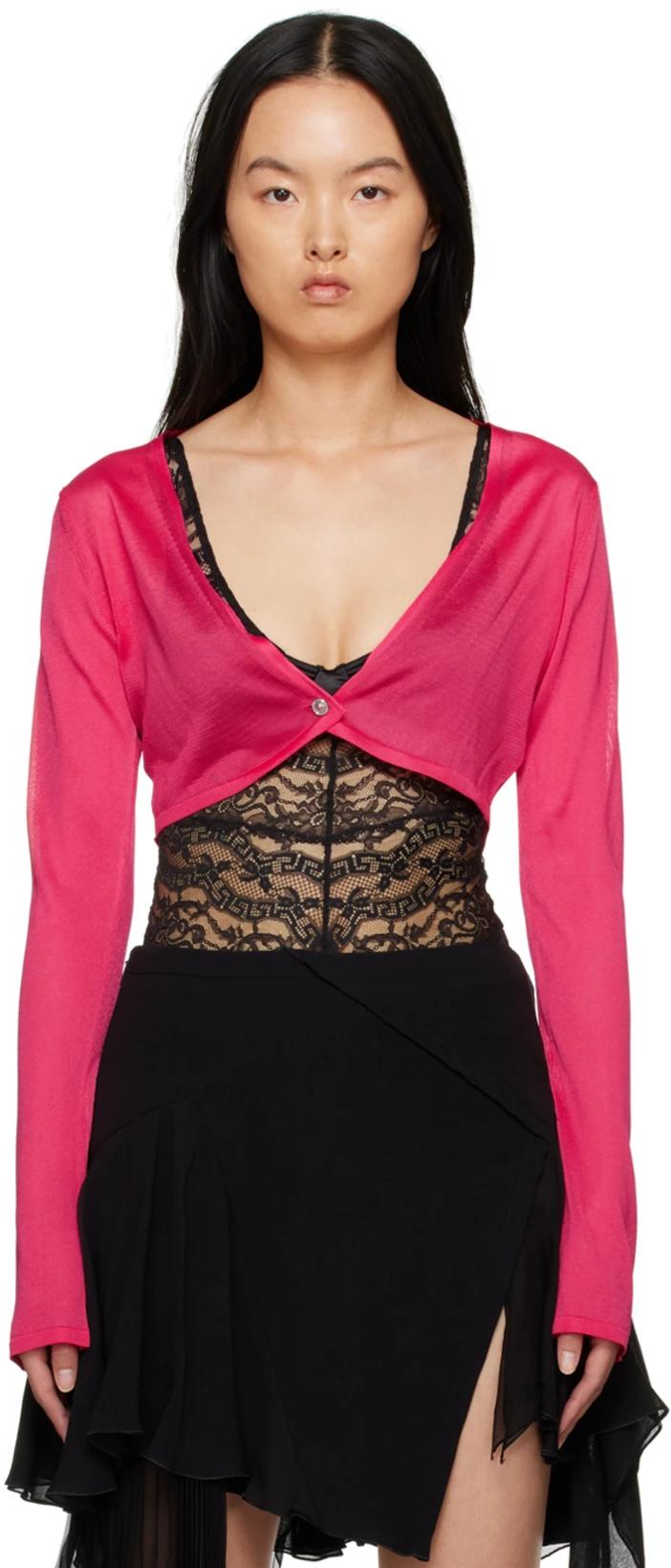 Pink Button Cardigan by VERSACE