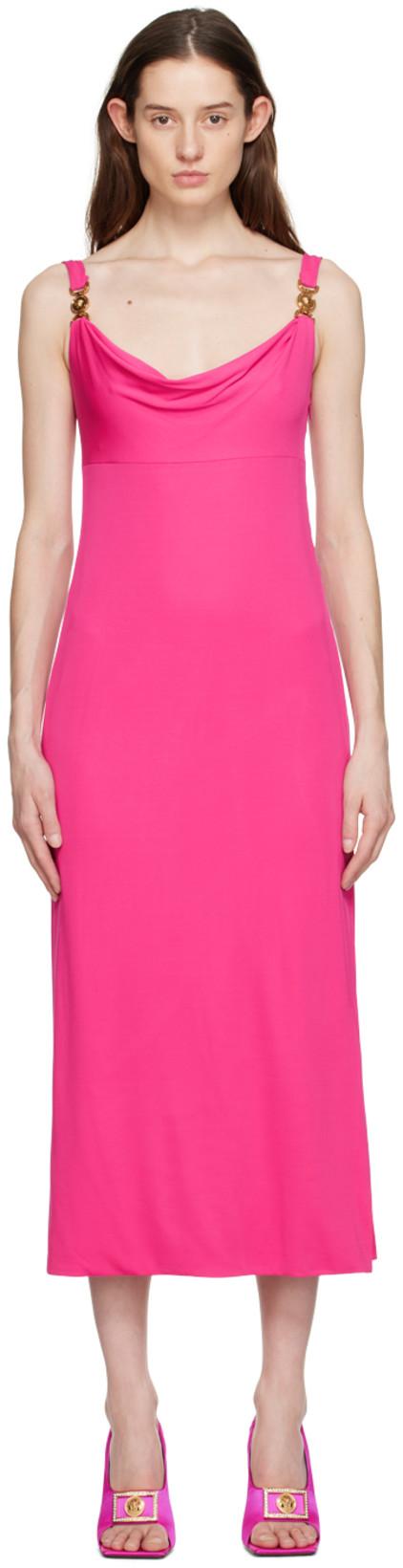 Pink Cowl Neck Maxi Dress by VERSACE