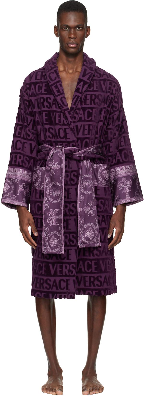 Purple 'I Heart Baroque' Bathrobe by VERSACE