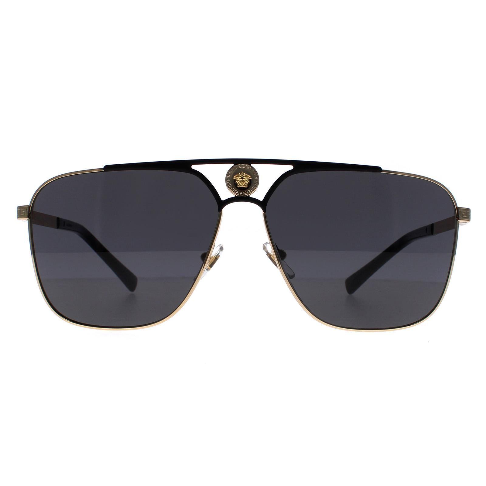 Rectangle Gold and Matte Black Dark Grey VE2238 by VERSACE Rectangle Gold and Matte Black Dark Grey VE2238 by VERSACE