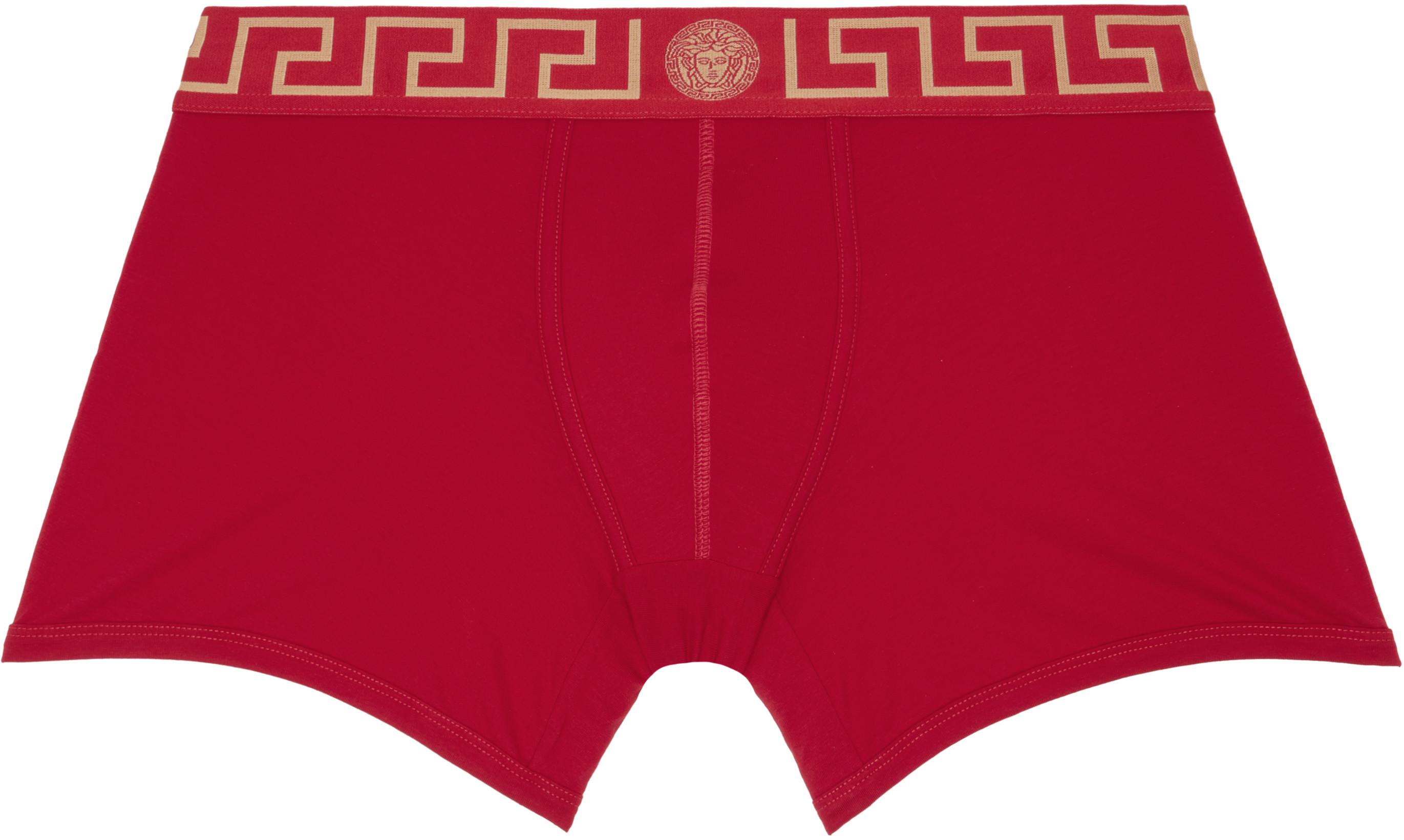 Red Cotton-Jersey Long Boxer Briefs by VERSACE