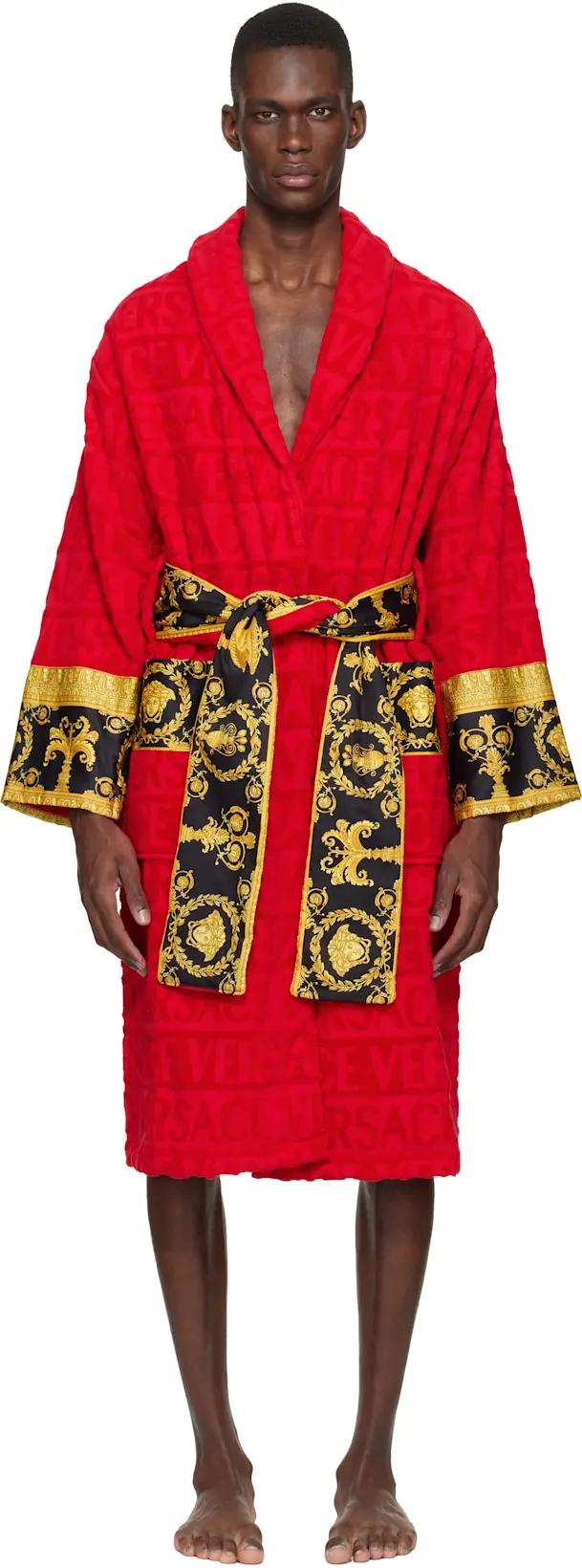 Red 'I Heart Baroque' Bathrobe by VERSACE