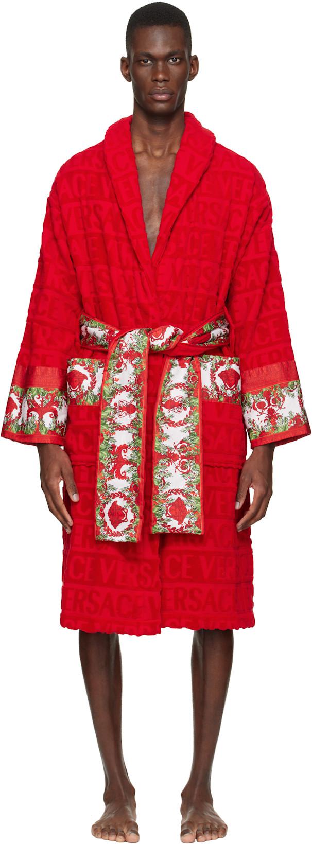 Red 'I Love Baroque' Bathrobe by VERSACE