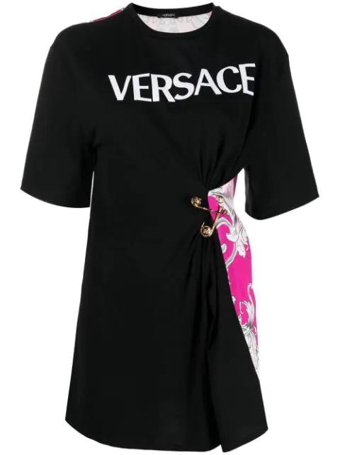 Safety Pin Baroque-print T-shirt by VERSACE