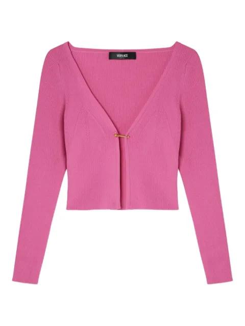 Safety Pin ribbed-knit cardigan by VERSACE