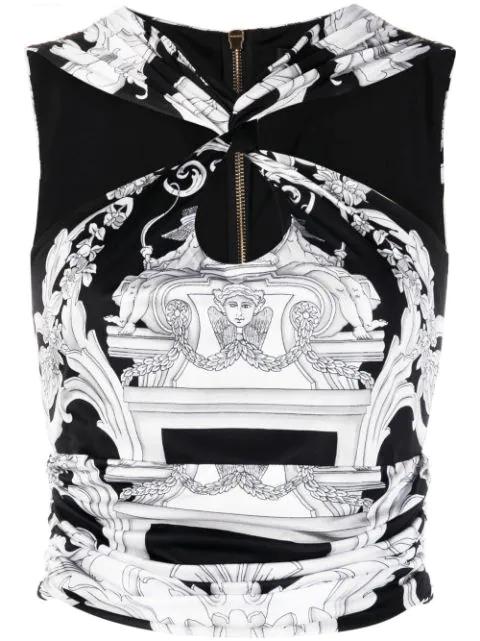 Silver Baroque cropped top by VERSACE