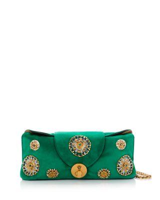 Small Embellished Suede Clutch by VERSACE