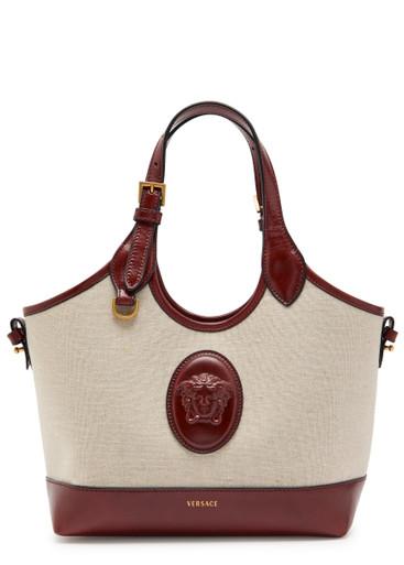 Small leather and canvas tote bag by VERSACE