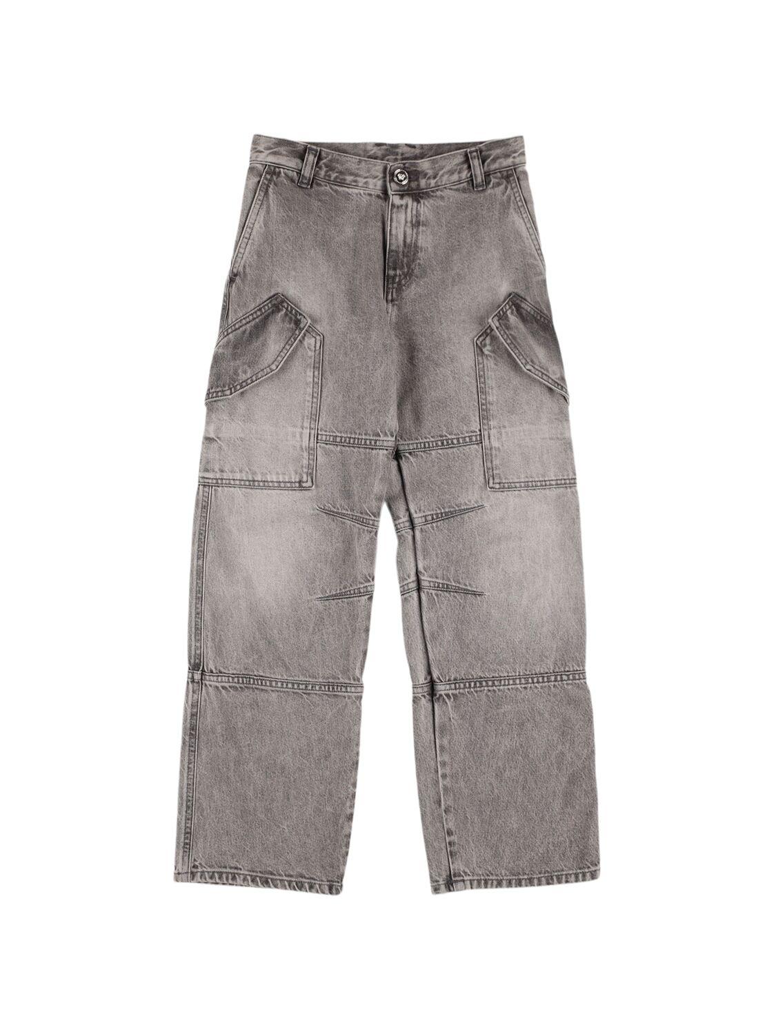 Stonewashed Cotton Denim Jeans by VERSACE