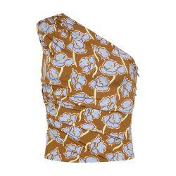 Strech crepe jersey print poppies allover top by VERSACE
