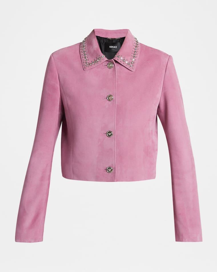 Studded Lamb Suede Jacket by VERSACE