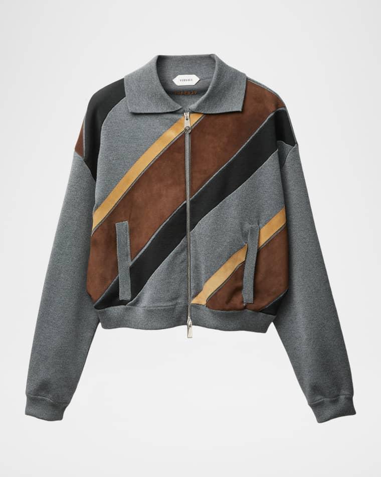Suede Patchwork Zip Jacket by VERSACE