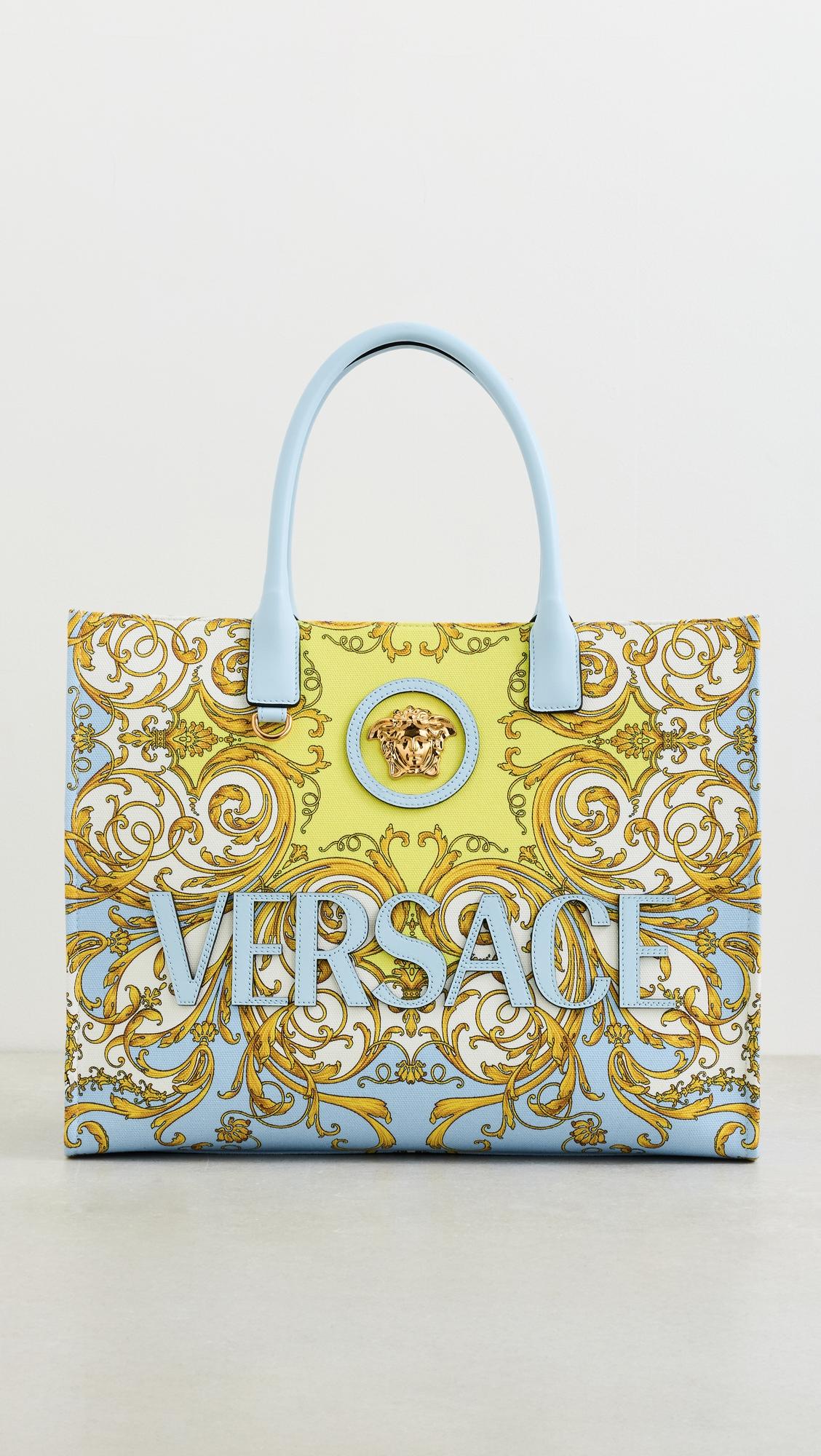 Tote Fabric and Calf Leather Tote by VERSACE