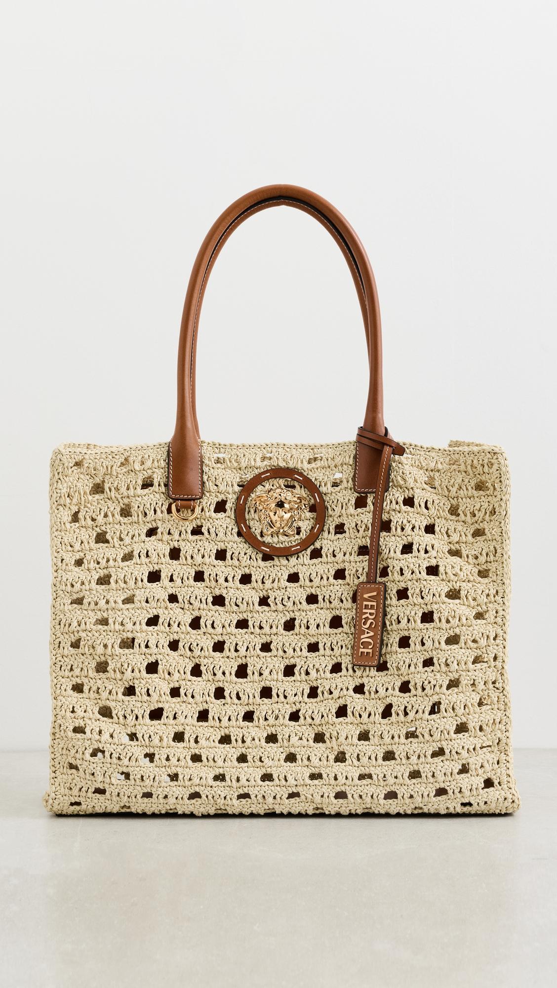 Tote Fabric and Calf Leather Tote by VERSACE