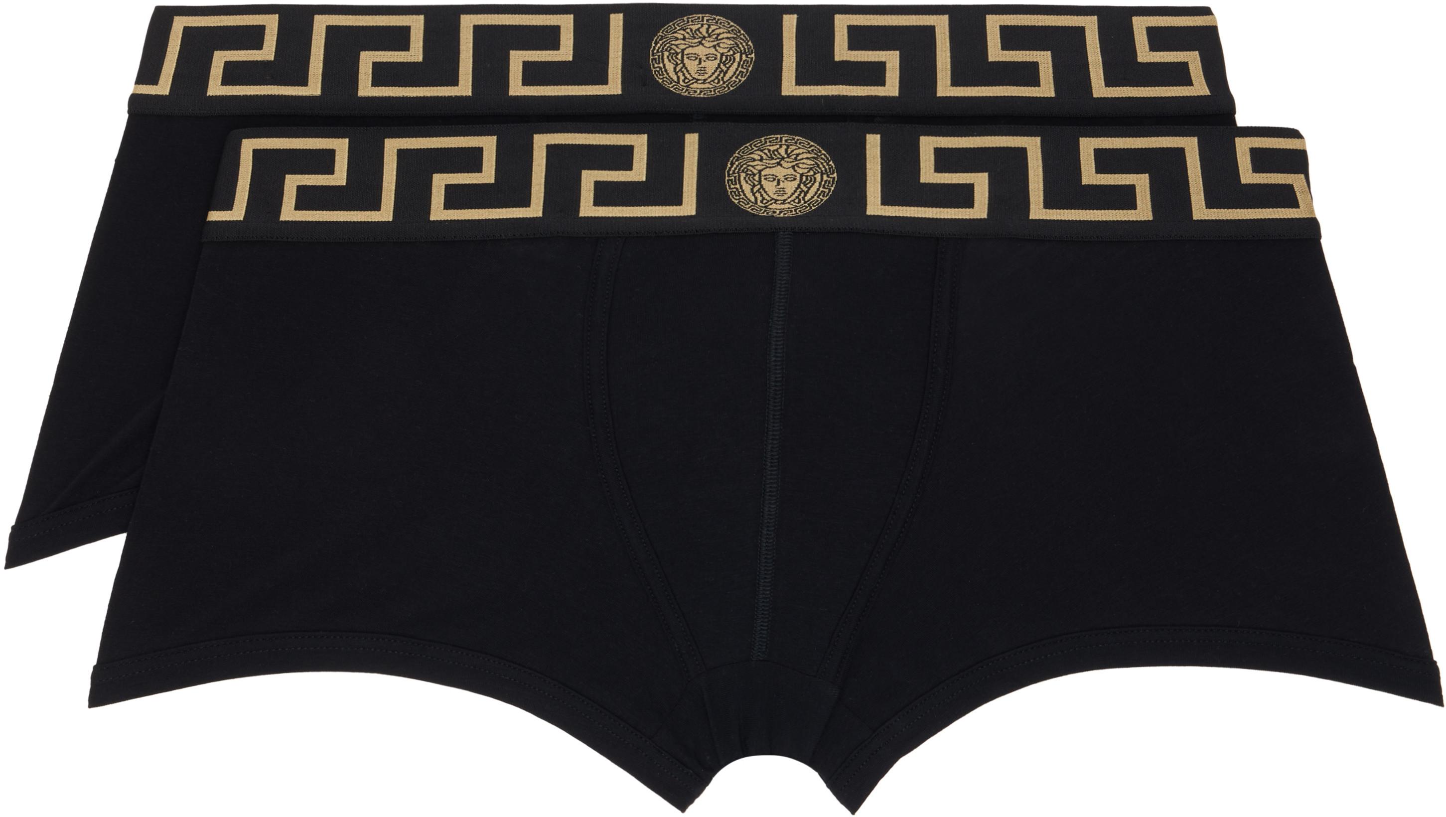 Two-Pack Black Cotton-Jersey Boxer Briefs by VERSACE