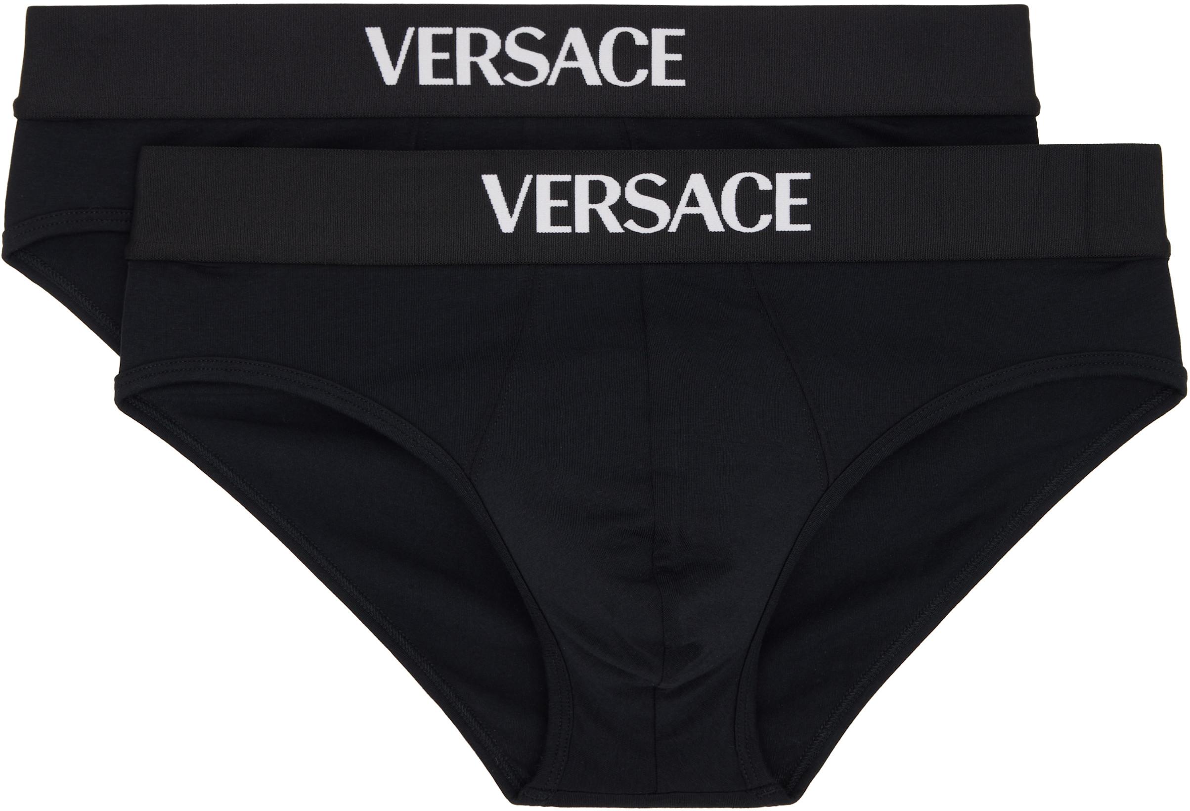 Two-Pack Black Cotton-Jersey Briefs by VERSACE