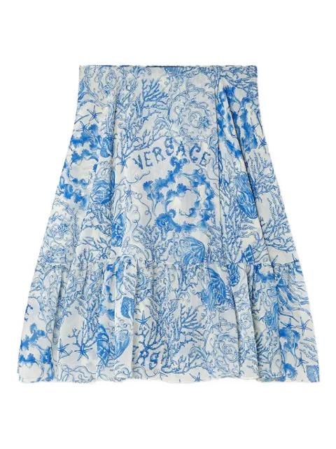 Underwater Barocco crêpe midi skirt by VERSACE