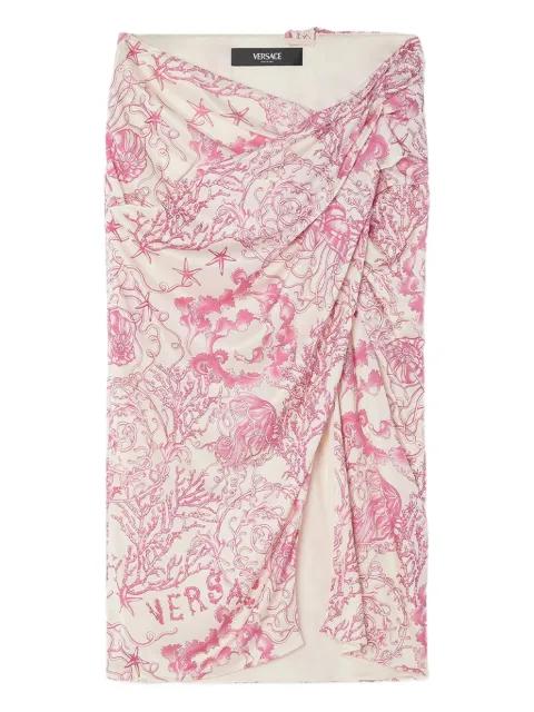 Underwater Barocco draped midi skirt by VERSACE