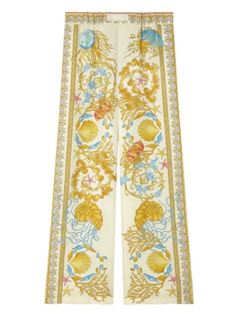 Underwater Barocco silk trousers by VERSACE