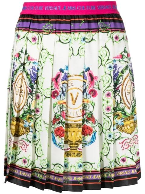 V-Emblem Garden miniskirt by VERSACE