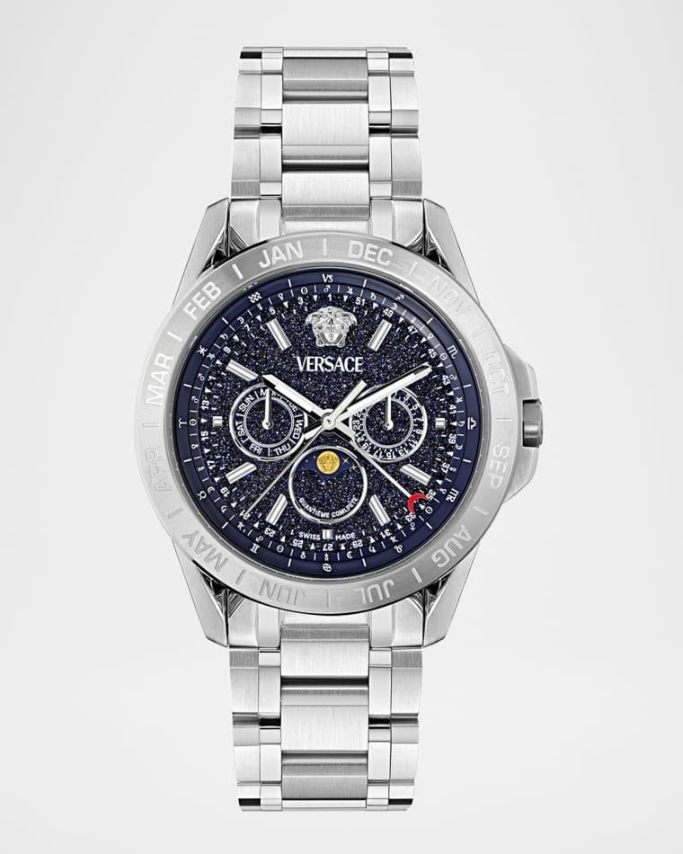 V-Galaxy Moonphase 43MM Stainless Steel Bracelet Watch by VERSACE