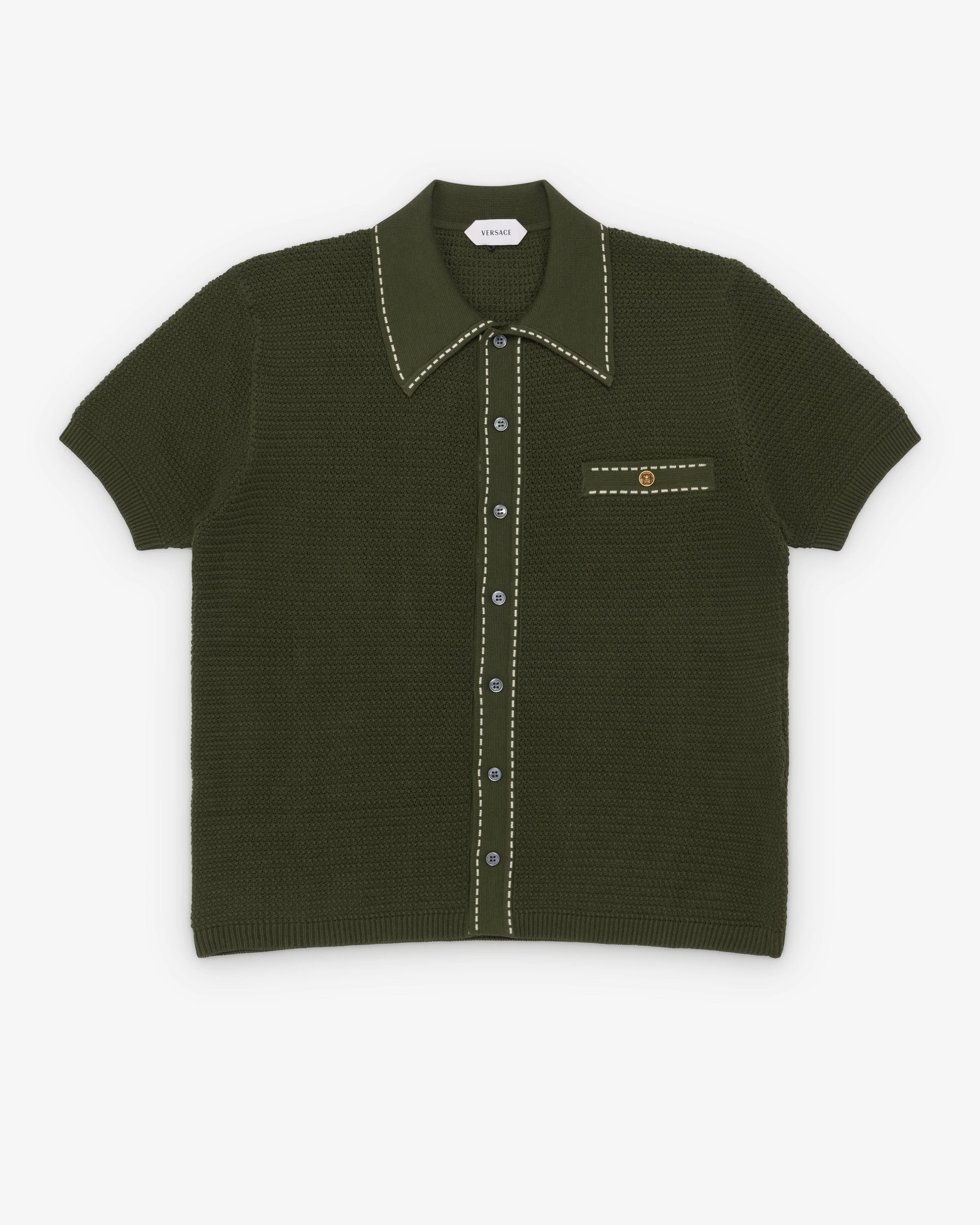 VERSACE - Men's Knit Sweater Tratteggi - (Dark Olive) by VERSACE