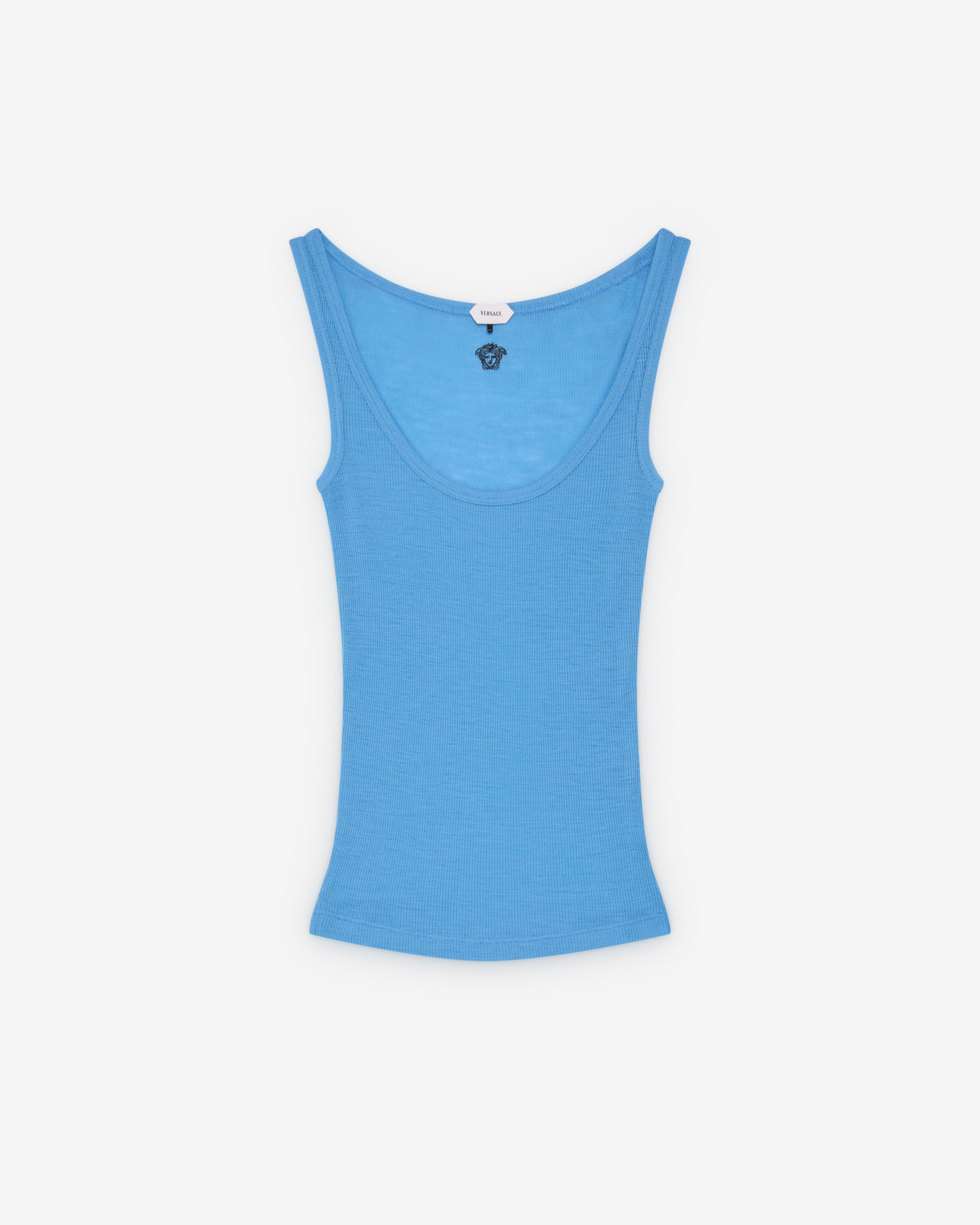 VERSACE - Women's Tank Top Rib With Medusa Embroidery - (Blue) by VERSACE