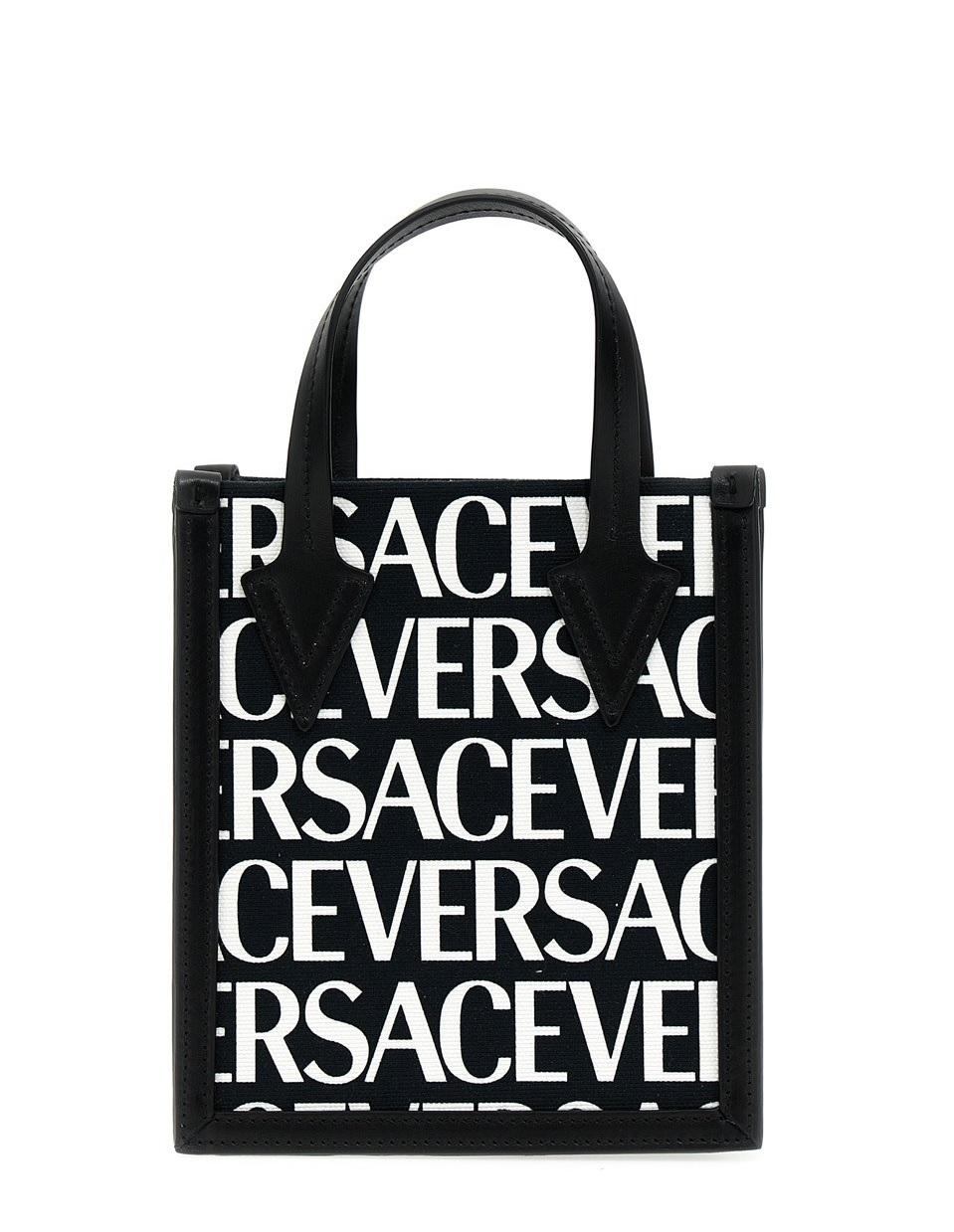 Versace Allover Logo Printed Crossbody Bag - Black by VERSACE