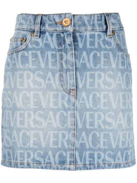 Versace Allover denim miniskirt by VERSACE