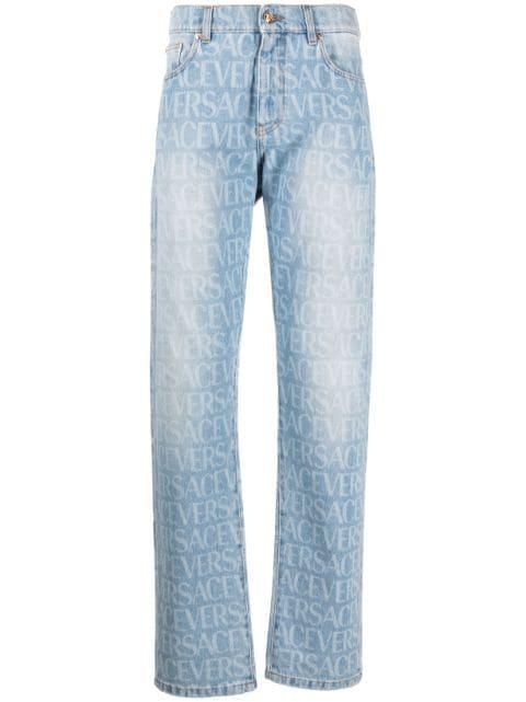 Versace Allover straight-leg jeans by VERSACE