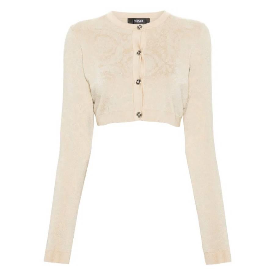 Versace Barocco Lurex Cropped Cardigan by VERSACE