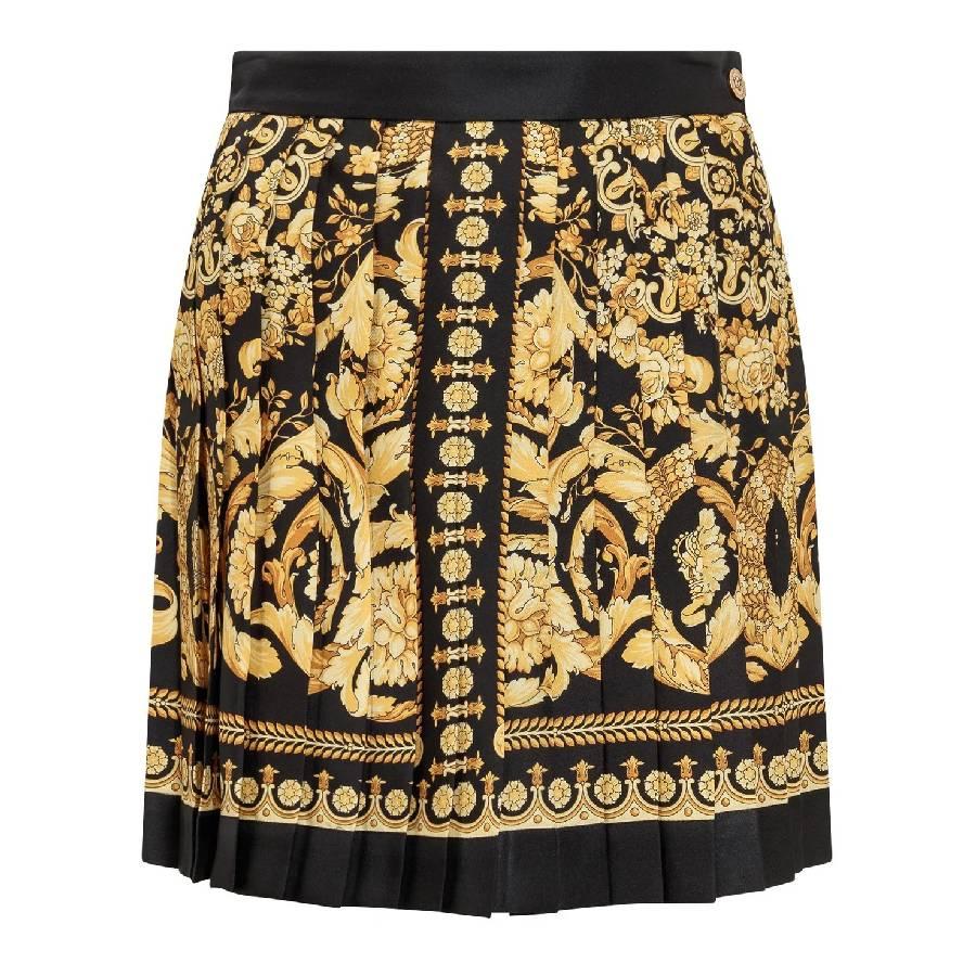 Versace Barocco Pleated Silk Skirt by VERSACE