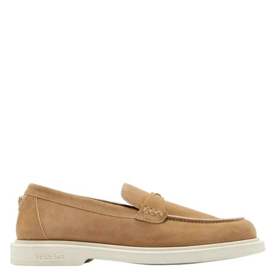 Versace Biscuit Giuliano Suede Loafers by VERSACE