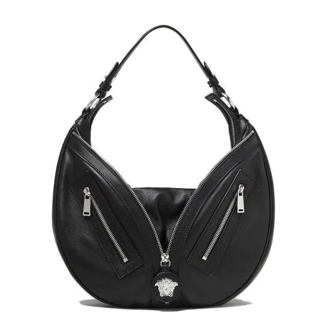 Versace Black Repeat Hobo Bag by VERSACE