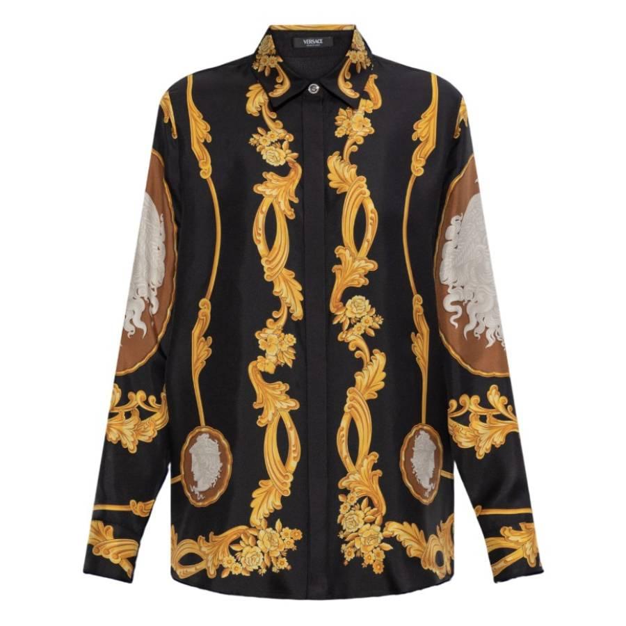 Versace Cameo Silk Button Down Shirt by VERSACE