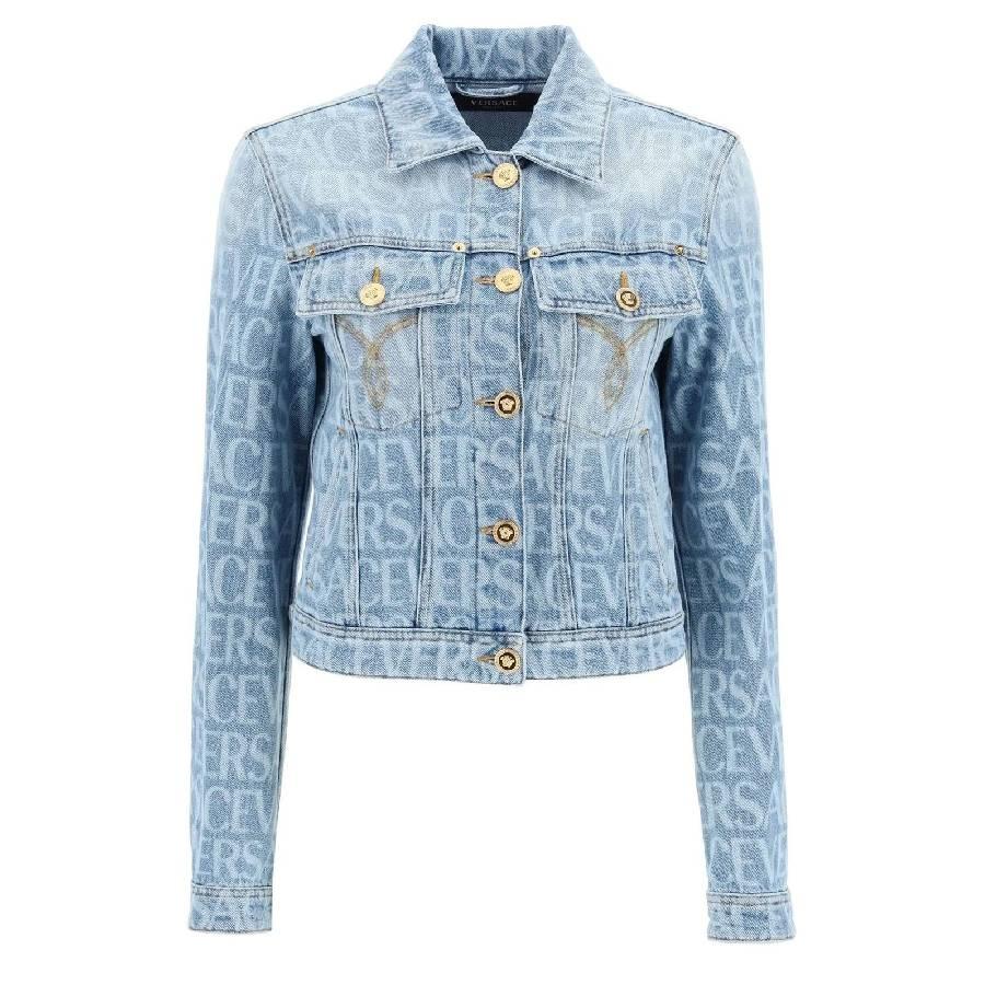 Versace Denim Long-Sleeve Cropped Jacket by VERSACE